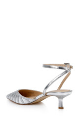 Silver Metallic | Fable Pointed Toe Kitten Heels Back Side