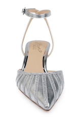 Silver Metallic | Fable Pointed Toe Kitten Heels Front