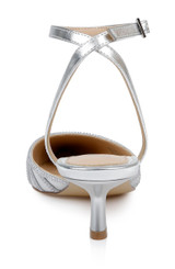 Silver Metallic | Fable Pointed Toe Kitten Heels Back