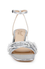 Silver Textile | Fallon Block Heel Sandals Front