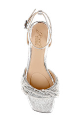 Silver Textile | Fallon Block Heel Sandals Top