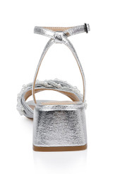 Silver Textile | Fallon Block Heel Sandals Back