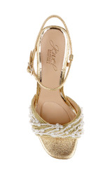 Gold Textile | Fanny Pearl Stiletto Heel Sandals Top