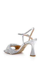 Silver Textile | Fanny Pearl Stiletto Heel Sandals Back Side