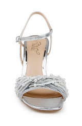Silver Textile | Fanny Pearl Stiletto Heel Sandals Front