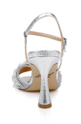 Silver Textile | Fanny Pearl Stiletto Heel Sandals Back