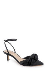 Black | Favor Pointed Toe Kitten Heels Front Side