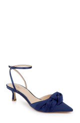 Navy | Favor Pointed Toe Kitten Heels Front Side