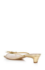Gold Leather | Felisha Kitten Heel Slide Sandals Back Side