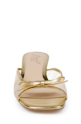 Gold Leather | Felisha Kitten Heel Slide Sandals Front