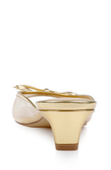 Gold Leather | Felisha Kitten Heel Slide Sandals Back