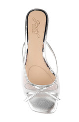 Silver Leather | Felisha Kitten Heel Slide Sandals Top