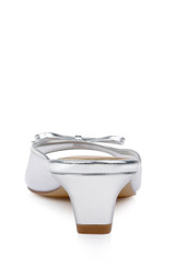 Silver Leather | Felisha Kitten Heel Slide Sandals Back