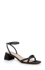Black | Fern Low Block Heel Sandals Front Side