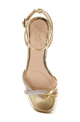 Gold Leather | Fern Low Block Heel Sandals Top