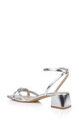 Silver Leather | Fern Low Block Heel Sandals Back Side