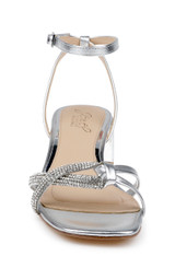Silver Leather | Fern Low Block Heel Sandals Front