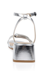 Silver Leather | Fern Low Block Heel Sandals Back