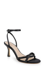 Black | Fiji Mid Stiletto Heel Sandals Front Side