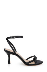 Black | Fiji Mid Stiletto Heel Sandals Side