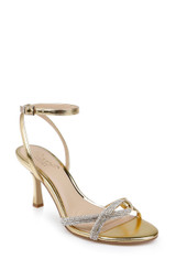 Gold Leather | Fiji Mid Stiletto Heel Sandals Front Side