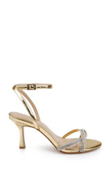 Gold Leather | Fiji Mid Stiletto Heel Sandals Side