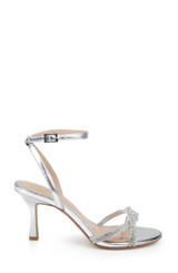 Silver Leather | Fiji Mid Stiletto Heel Sandals Side