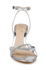 Silver Leather | Fiji Mid Stiletto Heel Sandals Front