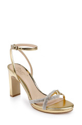 Gold Leather | Fila Block Heel Platform Sandals Front Side