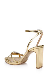 Gold Leather | Fila Block Heel Platform Sandals Back Side