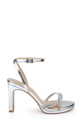 Silver Leather | Fila Block Heel Platform Sandals Side