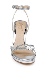 Silver Leather | Fila Block Heel Platform Sandals Front