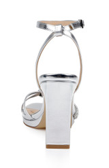 Silver Leather | Fila Block Heel Platform Sandals Back