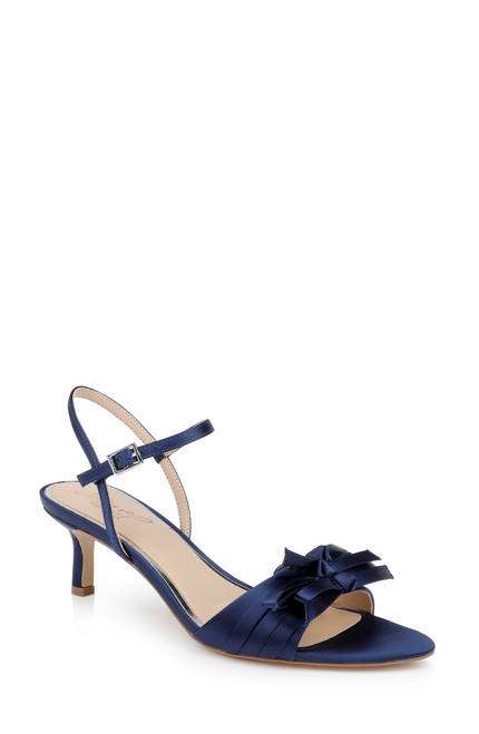Navy | Floribeth Kitten Heel Sandals Front Side