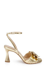 Gold Metallic | Flory Mid Stiletto Heel Sandals Side