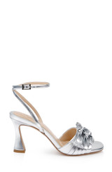Silver Metallic | Flory Mid Stiletto Heel Sandals Side