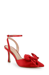 Red | Francine Ankle Strap Pumps Front Side