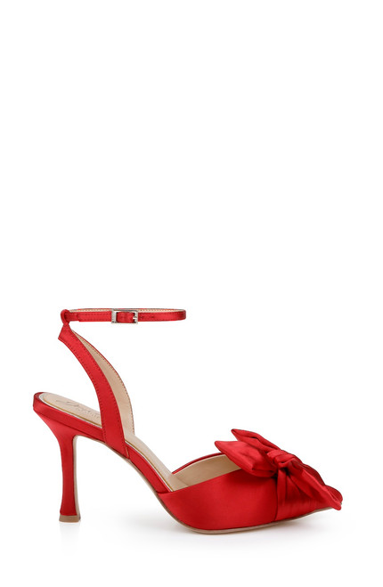 Red | Francine Ankle Strap Pumps Side