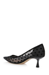 Black Microsuede | Elena Cap Toe Mesh Pumps Back Side