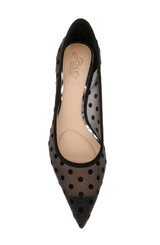 Black Microsuede | Elena Cap Toe Mesh Pumps Top