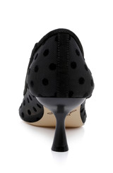 Black Microsuede | Elena Cap Toe Mesh Pumps Back