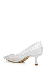 Ivory Satin | Elena Cap Toe Mesh Pumps Back Side