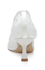 Ivory Satin | Elena Cap Toe Mesh Pumps Back
