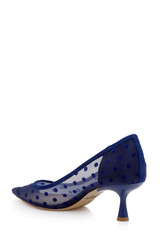 Navy Microsuede | Elena Cap Toe Mesh Pumps Back Side