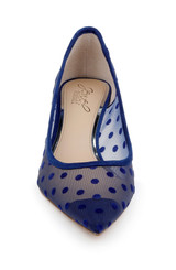 Navy Microsuede | Elena Cap Toe Mesh Pumps Front