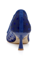 Navy Microsuede | Elena Cap Toe Mesh Pumps Back