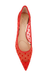 Red Microsuede | Elena Cap Toe Mesh Pumps Top
