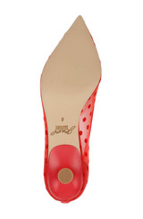 Red Microsuede | Elena Cap Toe Mesh Pumps Sole