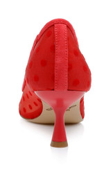 Red Microsuede | Elena Cap Toe Mesh Pumps Back