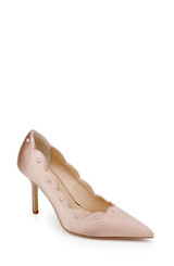 Nude | Eleni Satin Pointed Toe Scallop Pumps Front Side